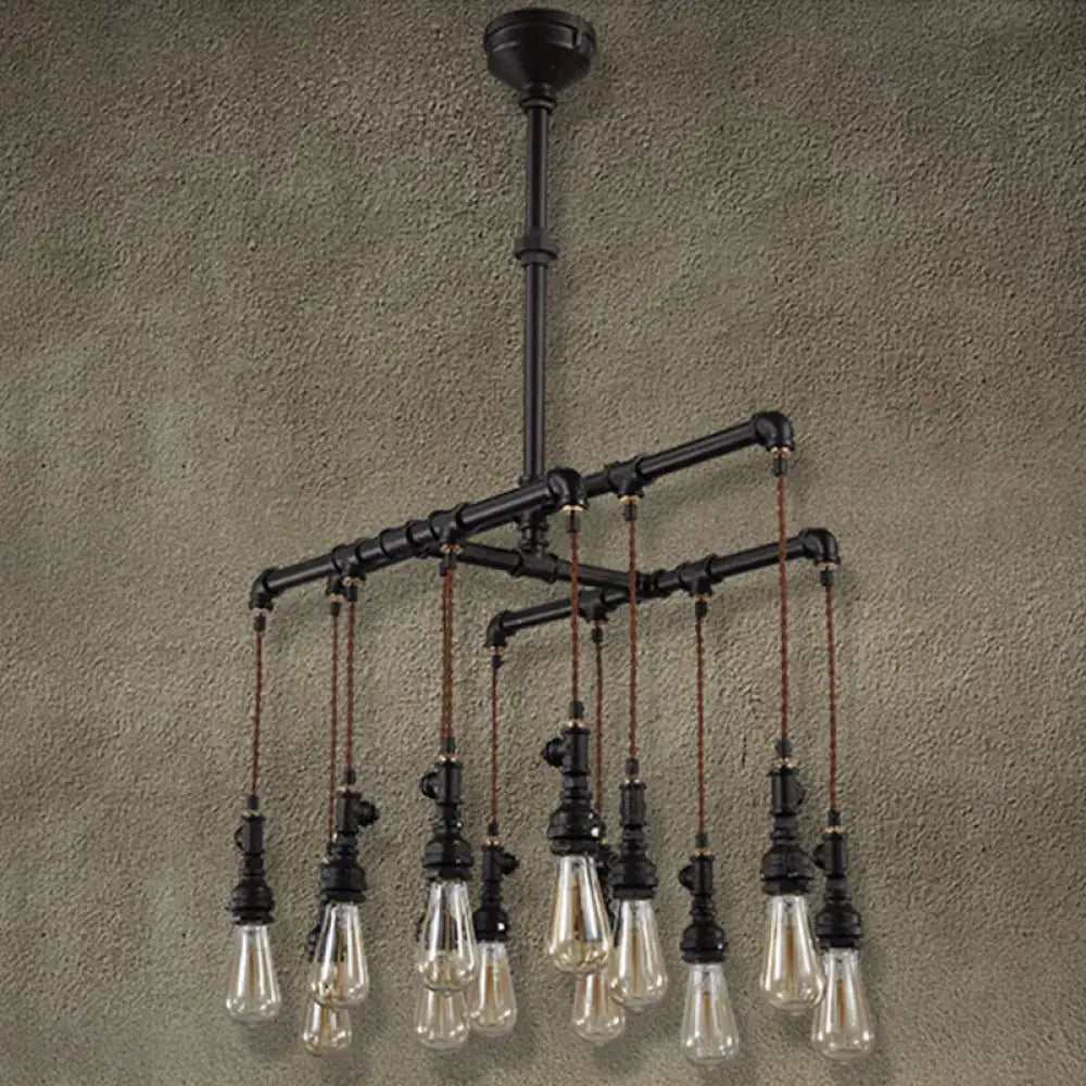 Black Pipe LED Chandelier