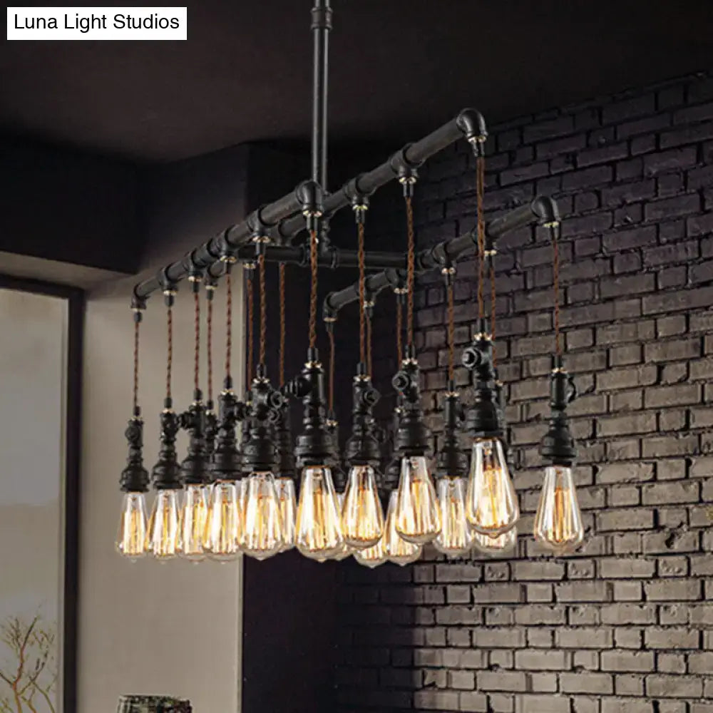 Black Pipe LED Chandelier