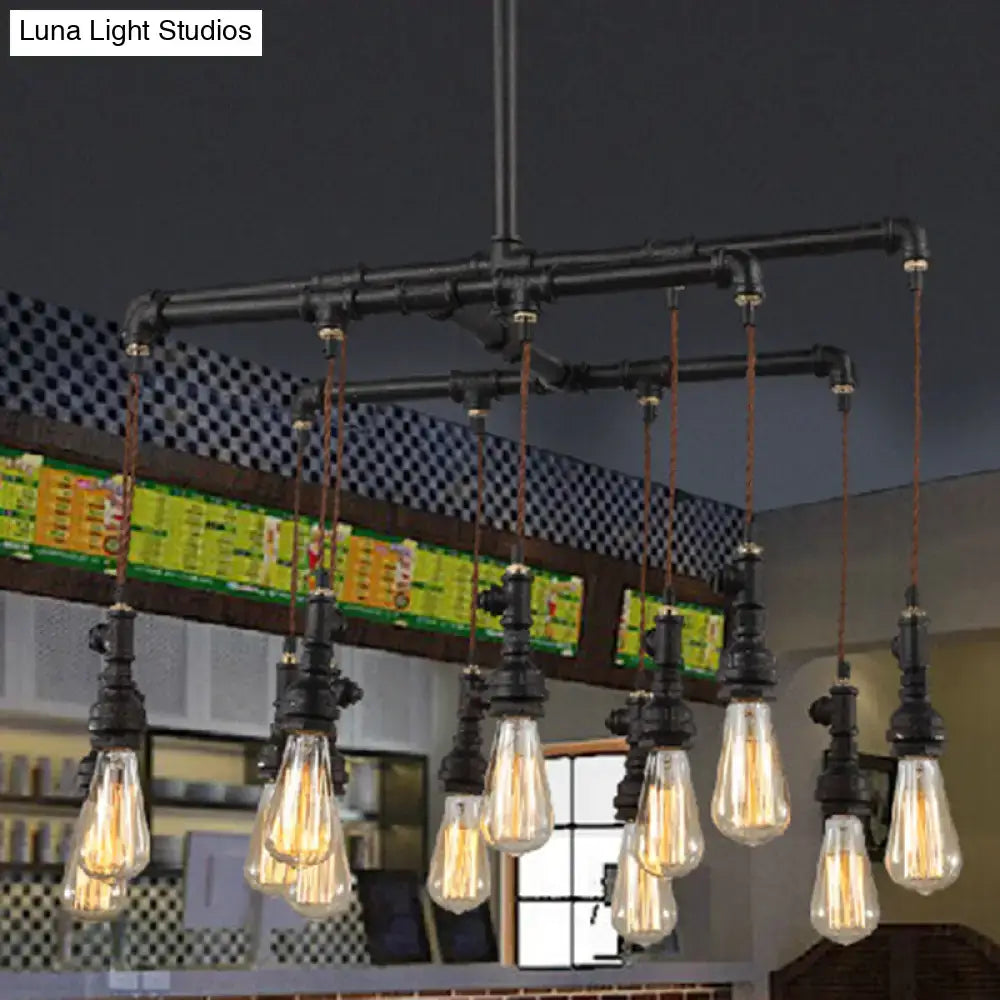Black Pipe LED Chandelier
