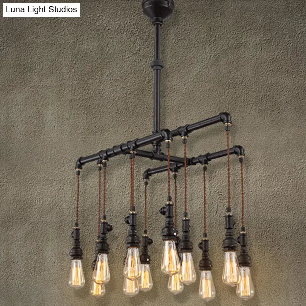 Black Pipe LED Chandelier