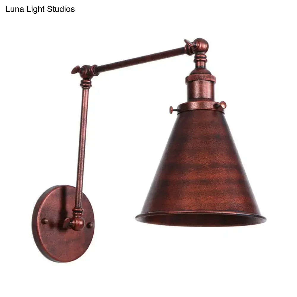 Rust Black Cone Wall Sconce