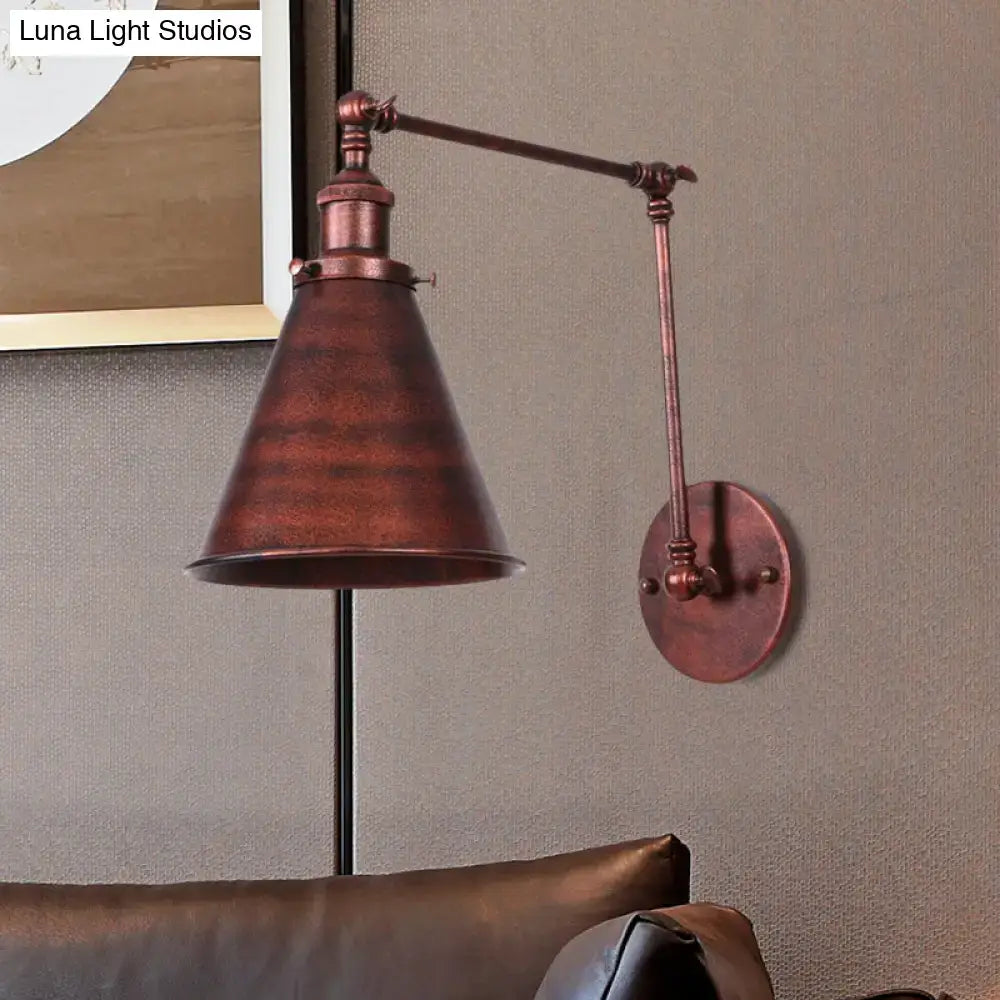 Rust Black Cone Wall Sconce