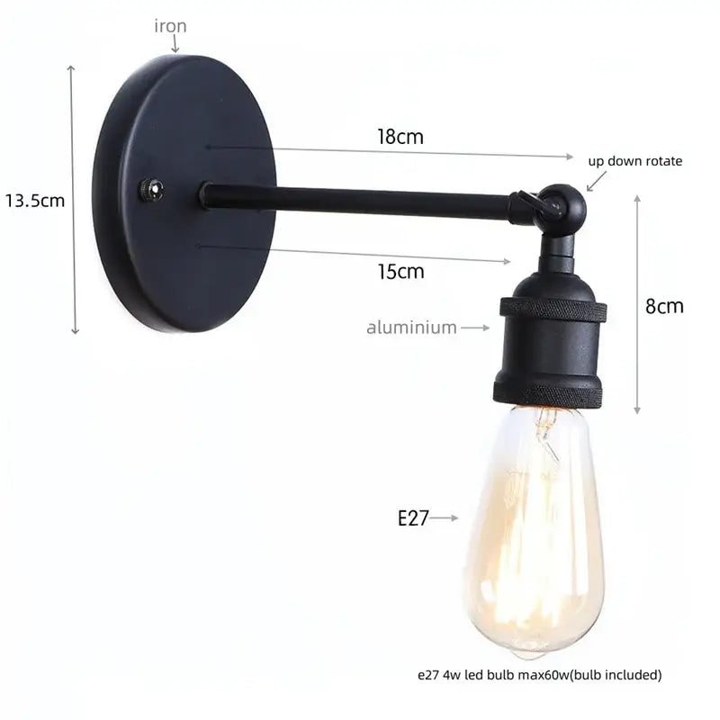Black Vintage Bathroom Wall Light