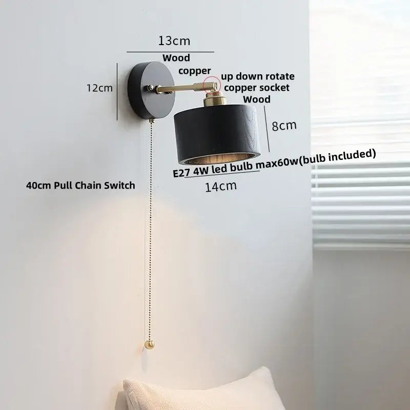 Black Wood Pull Sconce