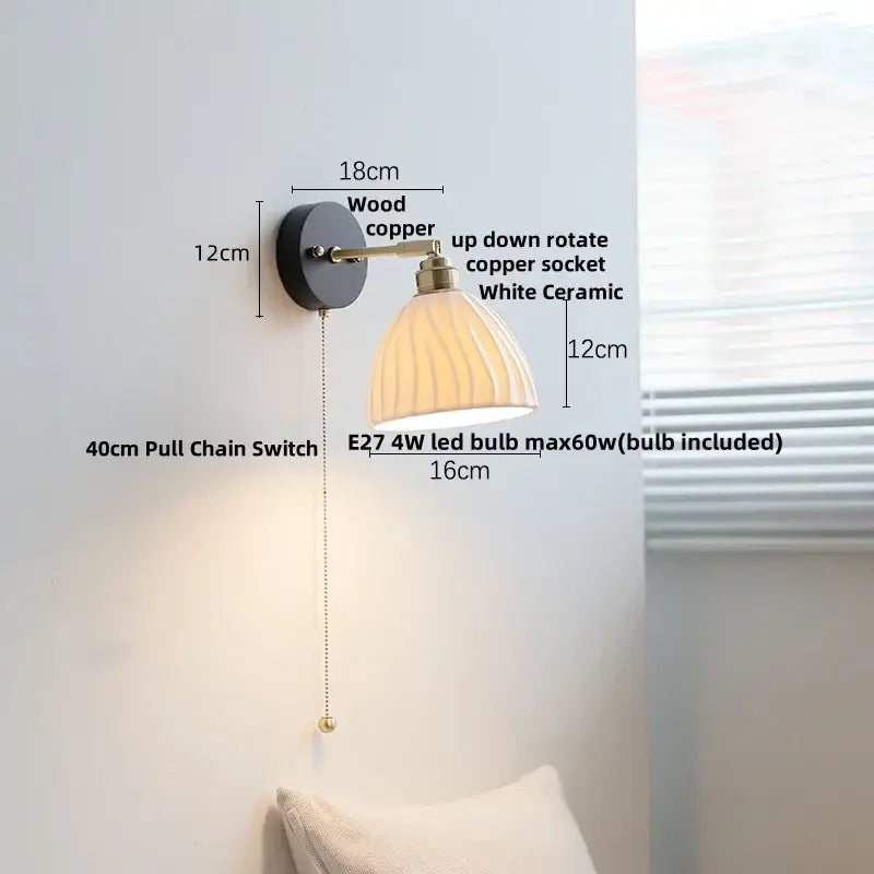 Black Wood Pull Sconce