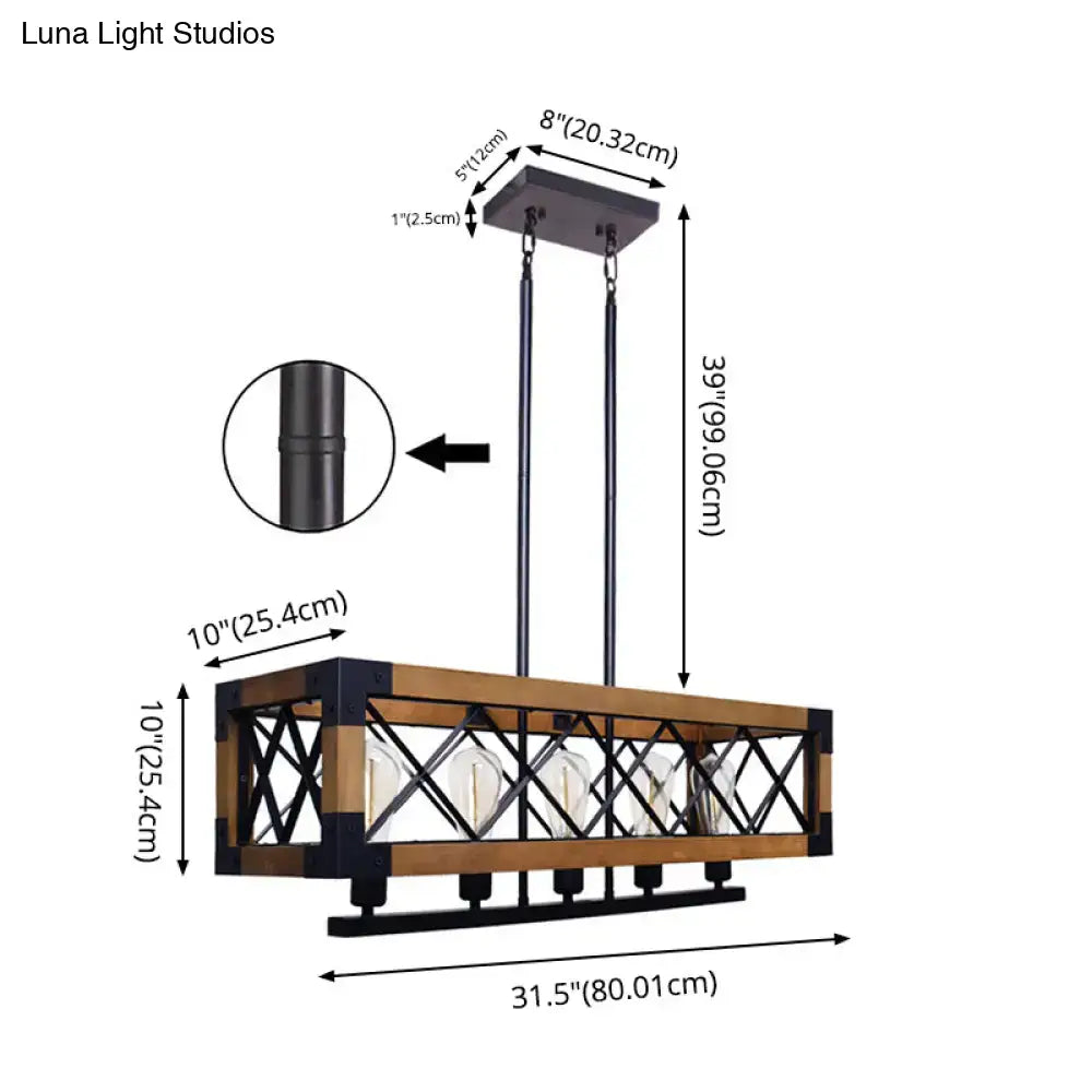 Black Wood Island Chandelier