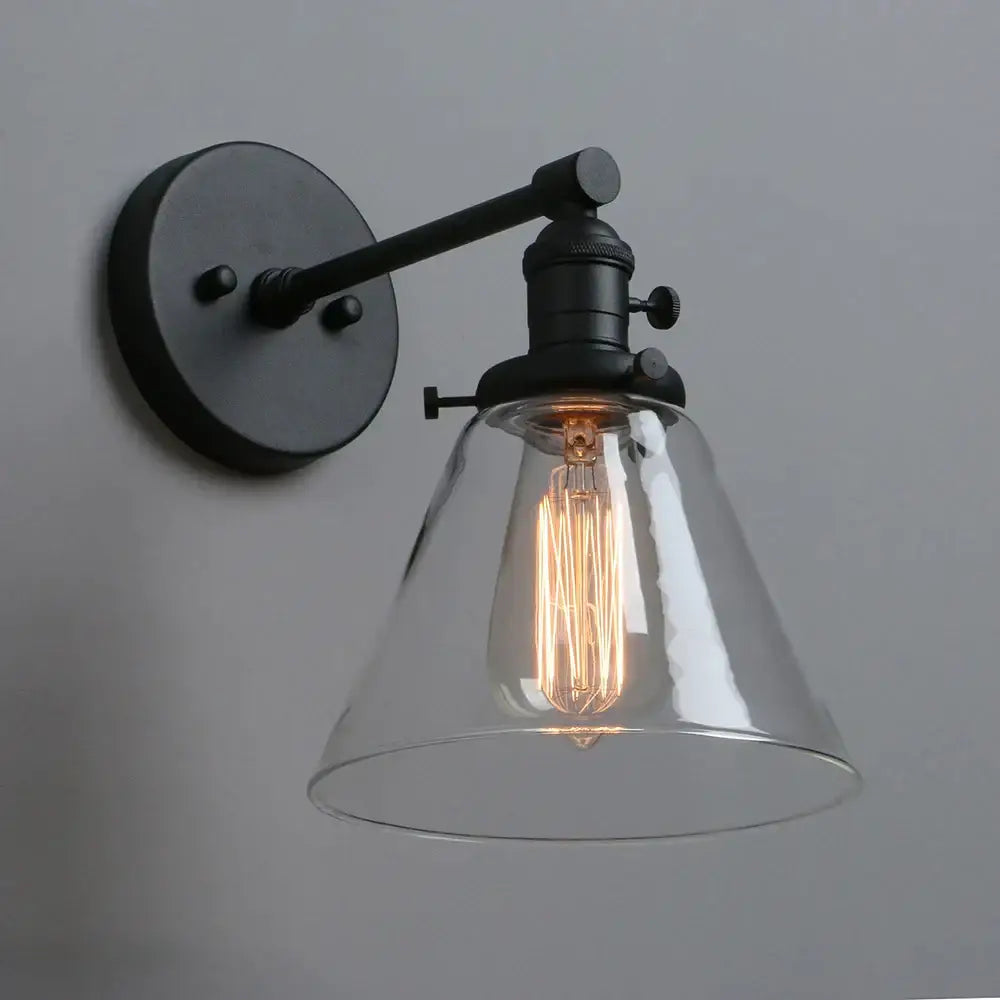 Black Iron Glass Wall Sconce