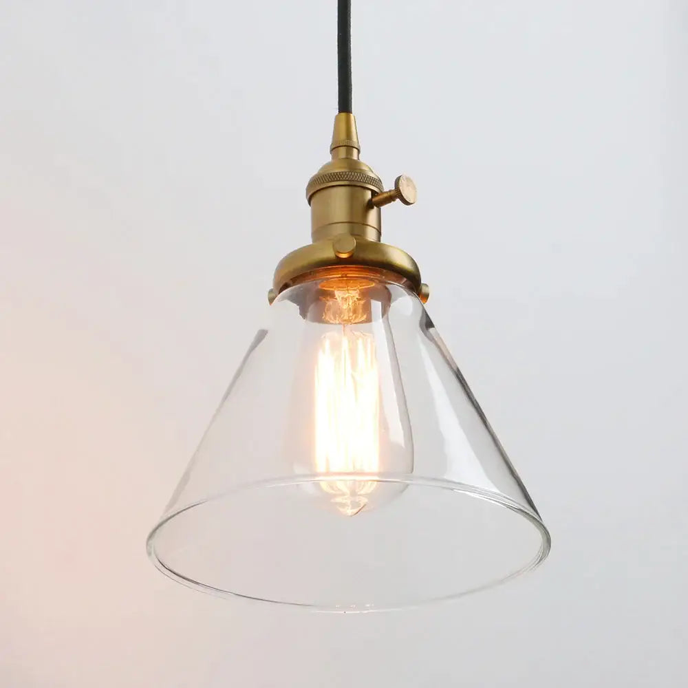 Brass Glass Funnel Kitchen Pendant Light