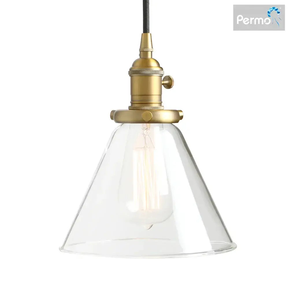 Brass Glass Funnel Kitchen Pendant Light