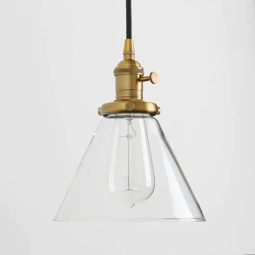 Brass Glass Funnel Kitchen Pendant Light