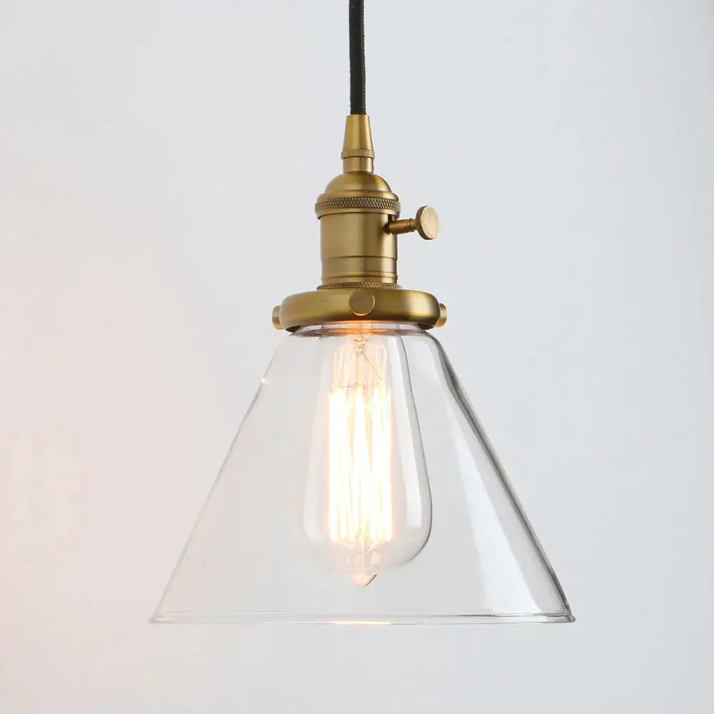Brass Glass Funnel Kitchen Pendant Light
