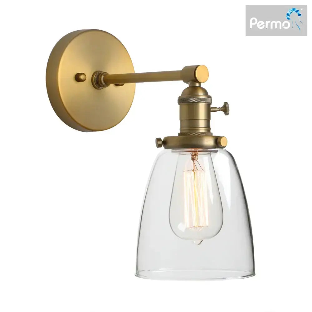 Brass Glass Wall Sconce for Kitchen and Living Area