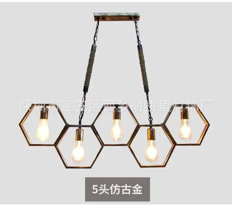 Brass Hexagonal Pendant Light