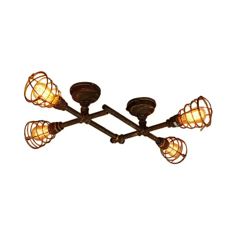 Brass Piping Ceiling Light