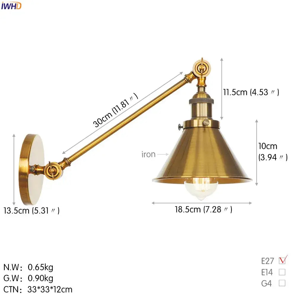 Brass Long Arm Wall Light