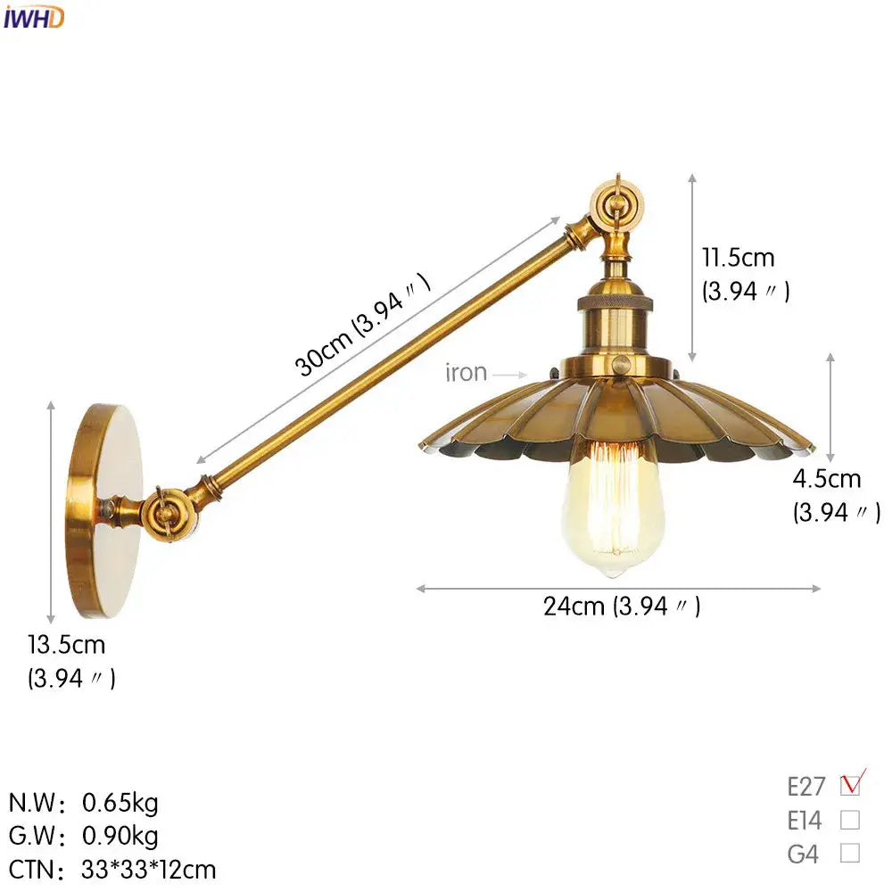 Brass Long Arm Wall Light