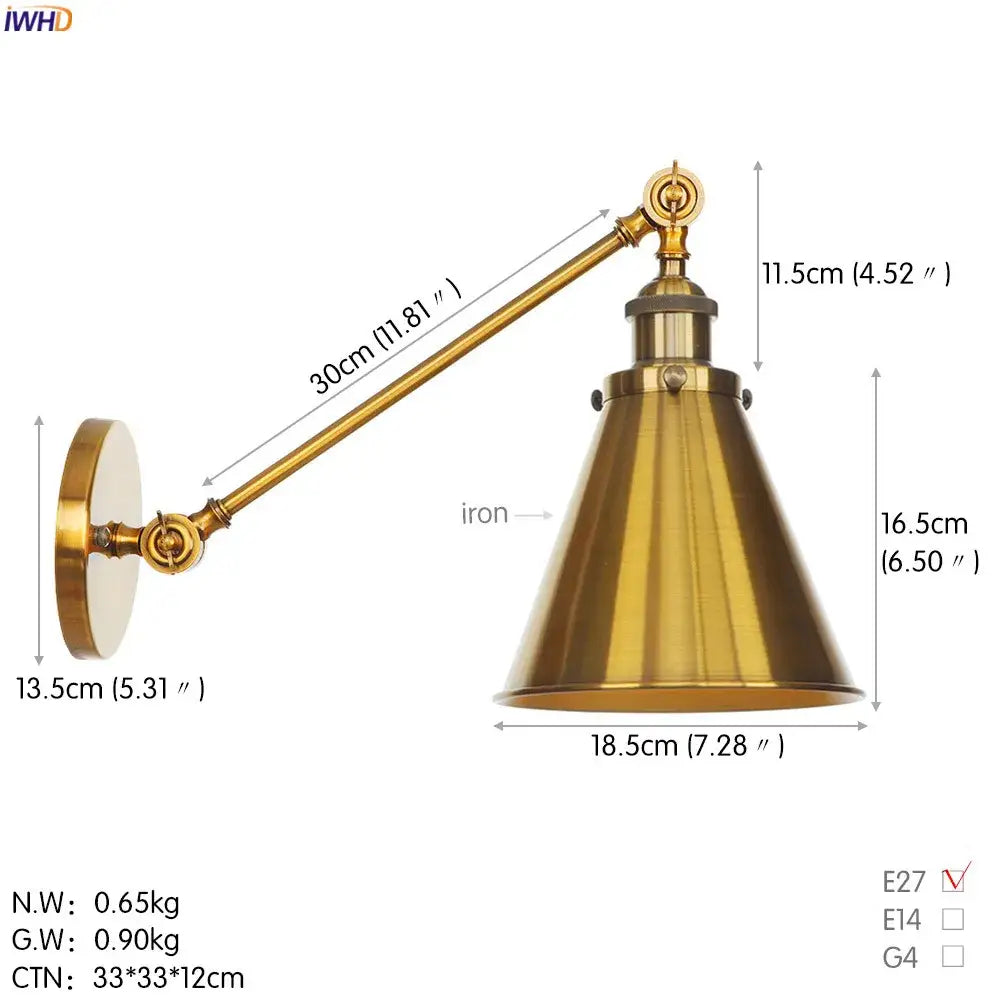 Brass Long Arm Wall Light
