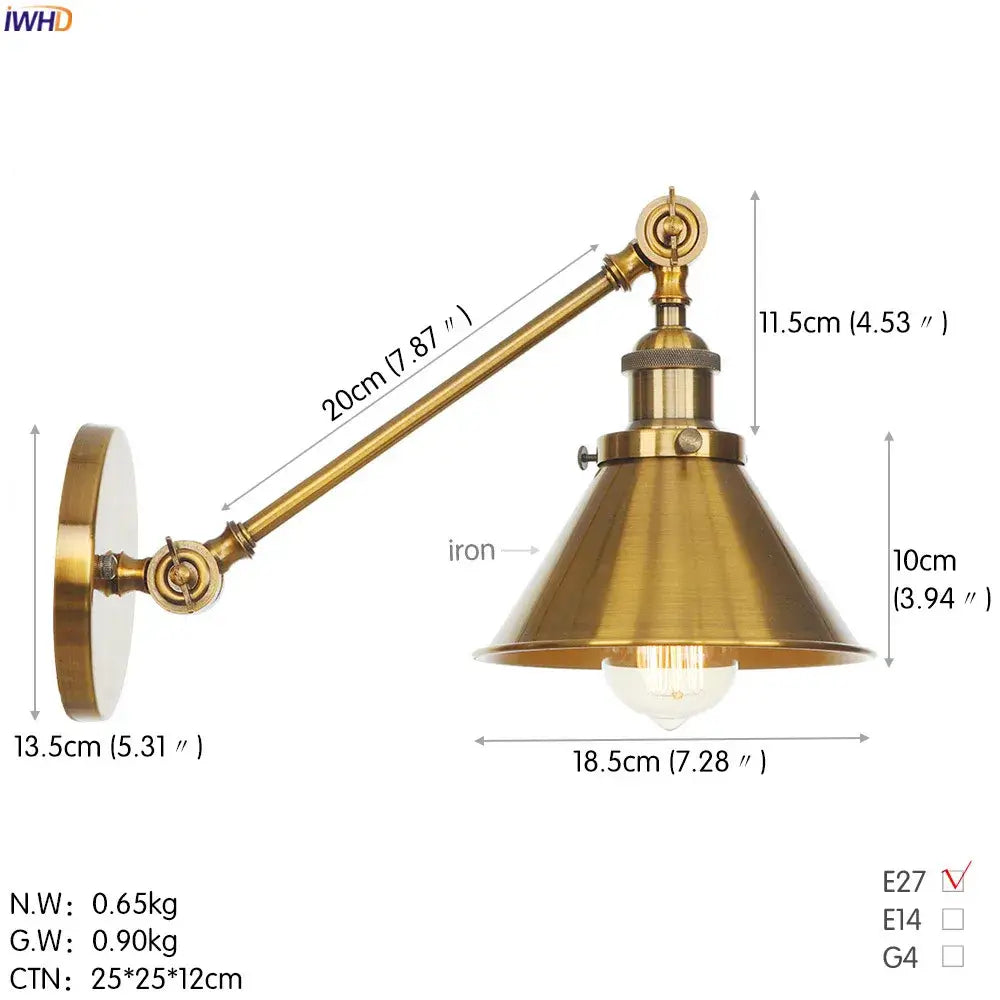 Brass Long Arm Wall Light