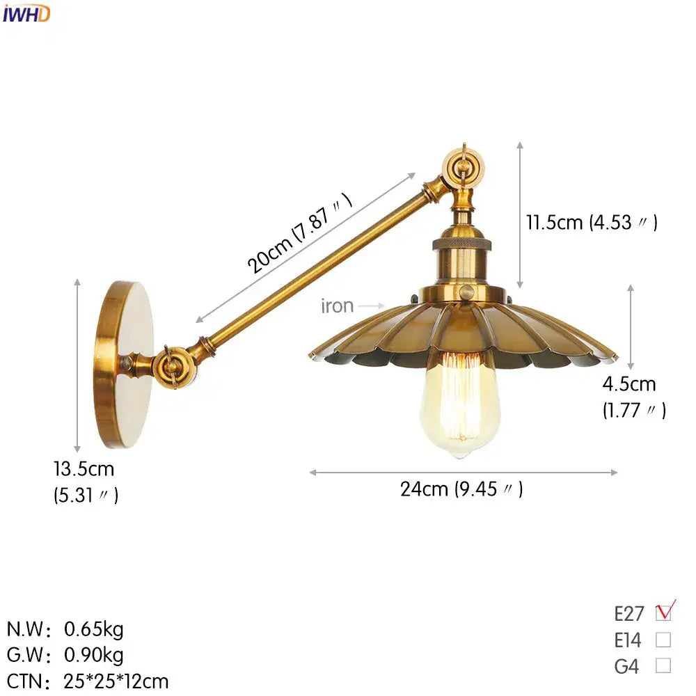 Brass Long Arm Wall Light