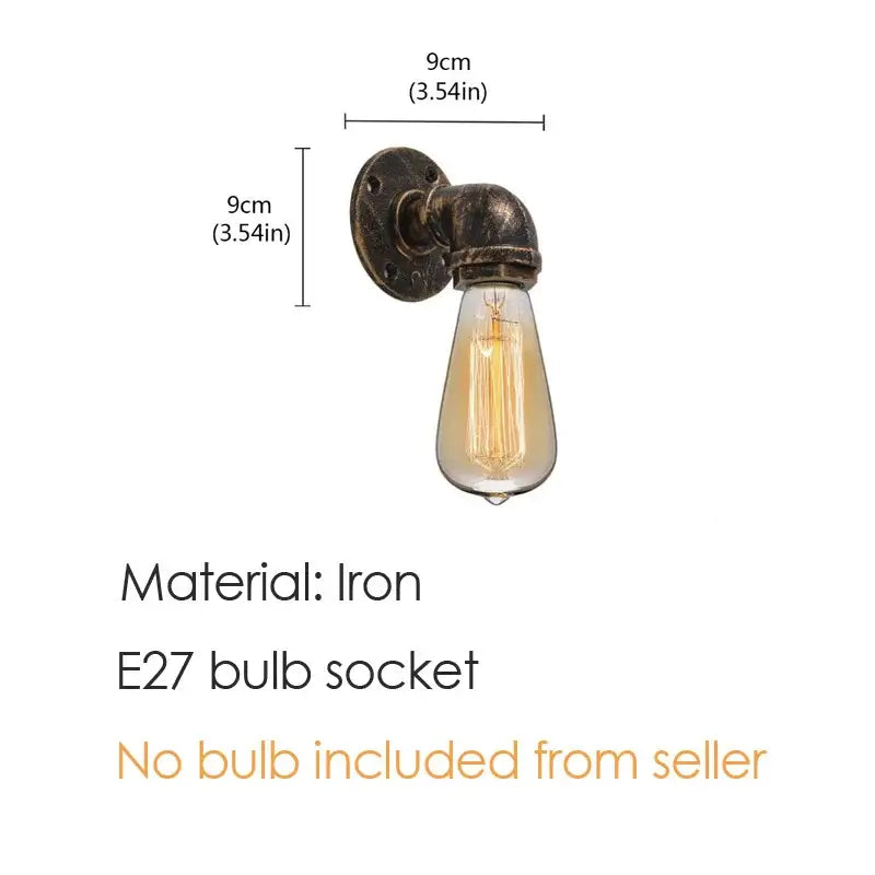 Brass Pipe Wall Sconce with Vintage Design