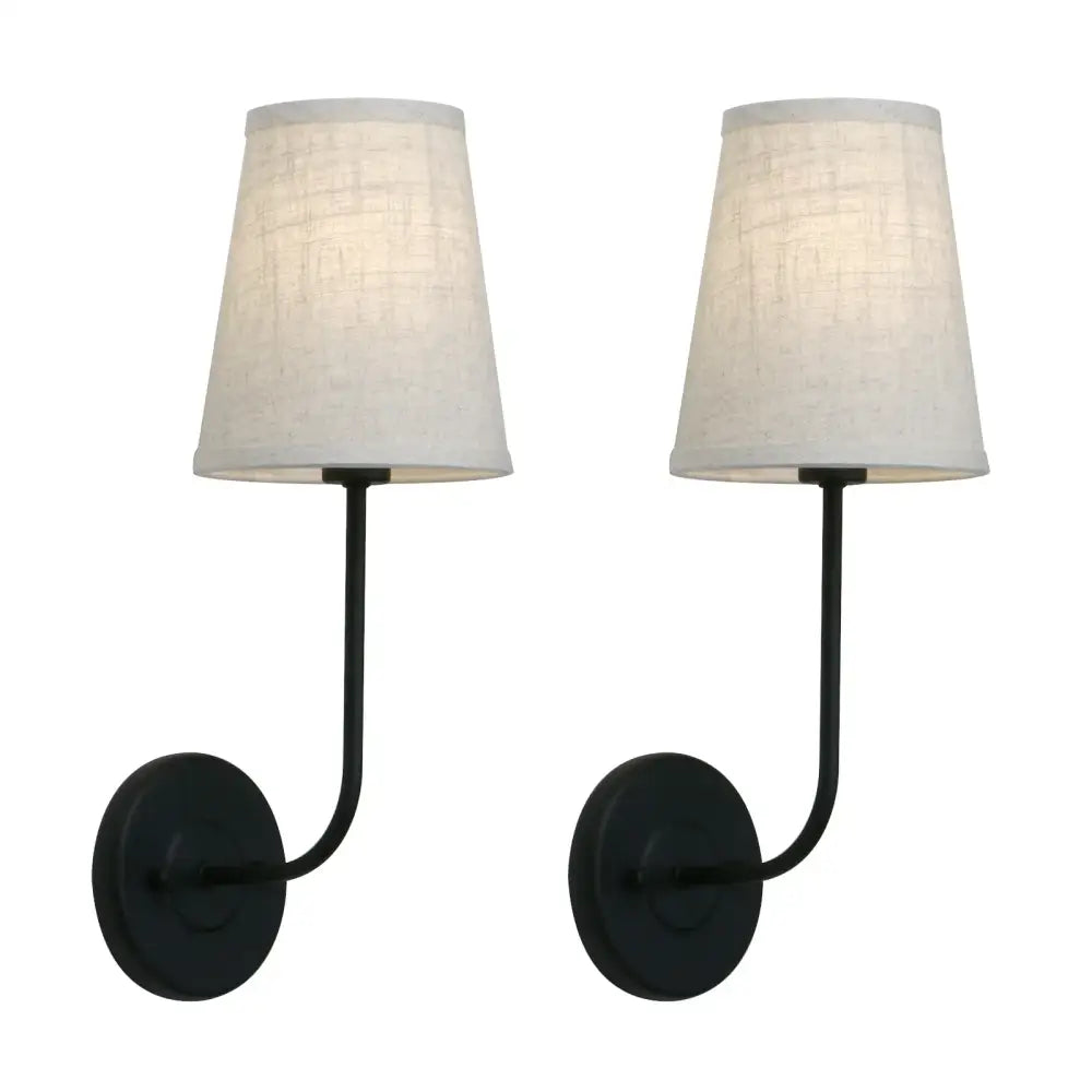 Linen Shade Wall Lamp Set