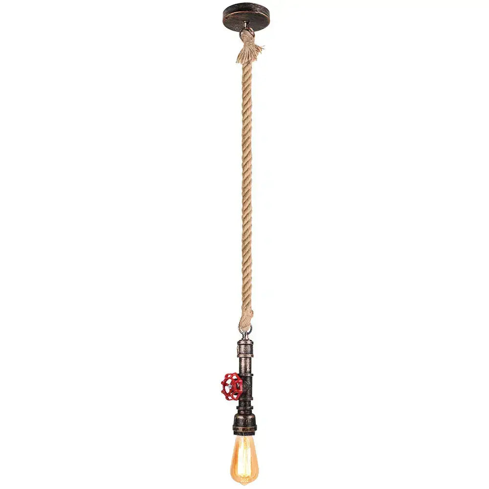 Bronze Water Pipe Pendant with Retro E27 Design