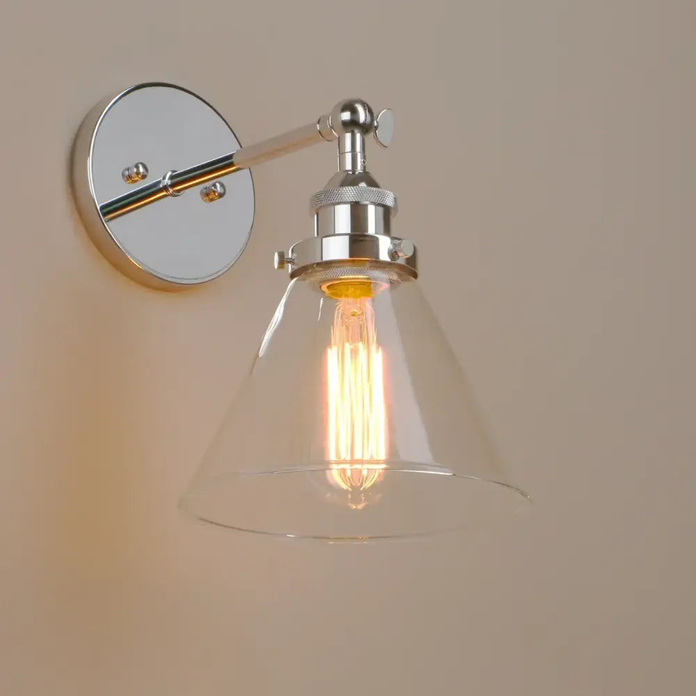 Chrome Glass Antique Bathroom Wall Sconce