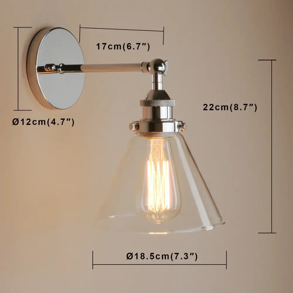 Chrome Glass Antique Bathroom Wall Sconce