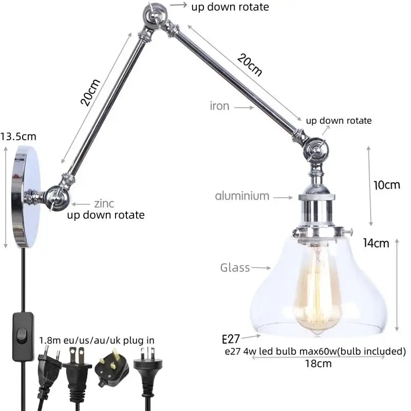 Chrome Swing Arm Sconce