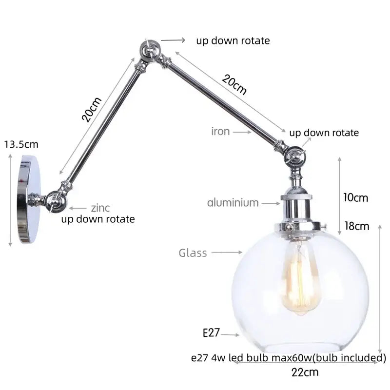 Chrome Swing Arm Sconce