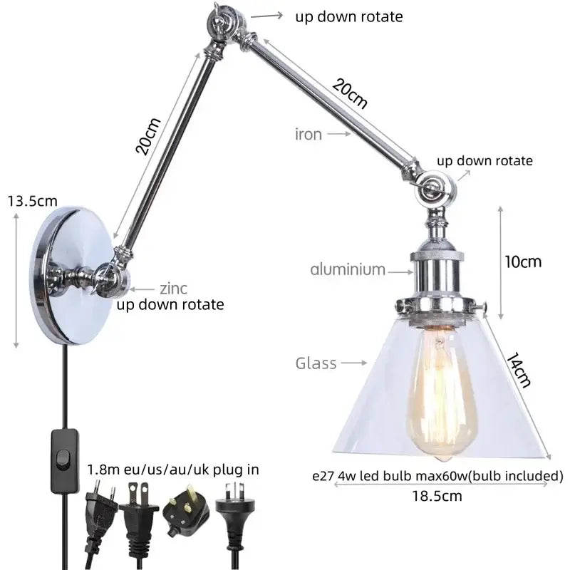 Chrome Swing Arm Sconce