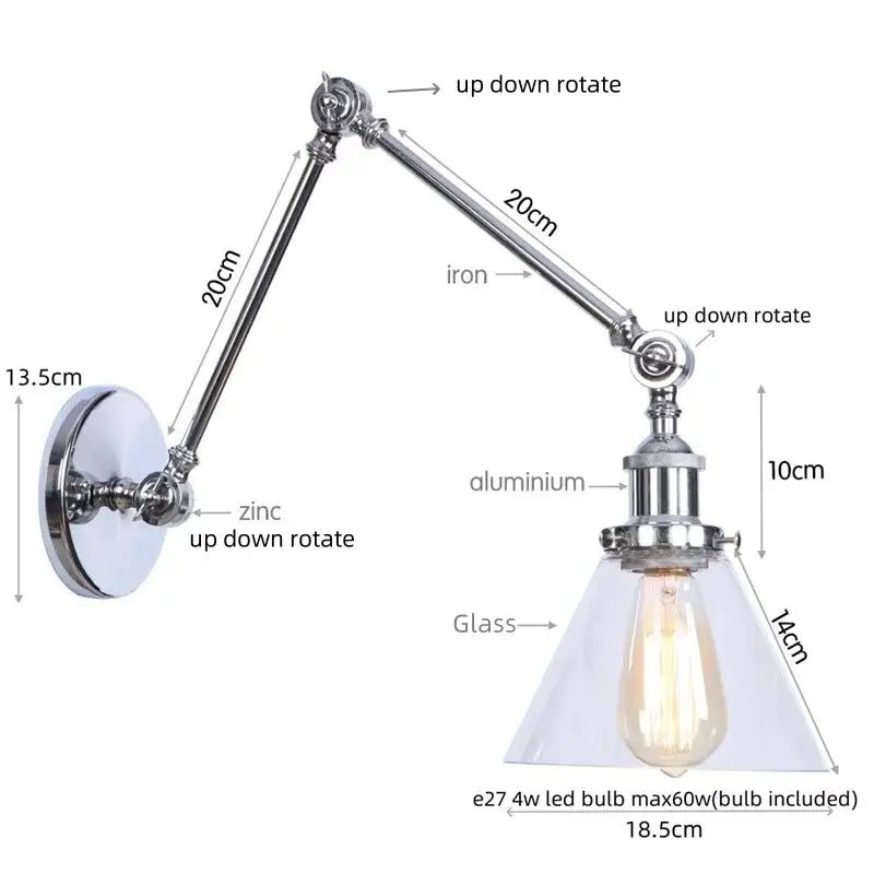 Chrome Swing Arm Sconce