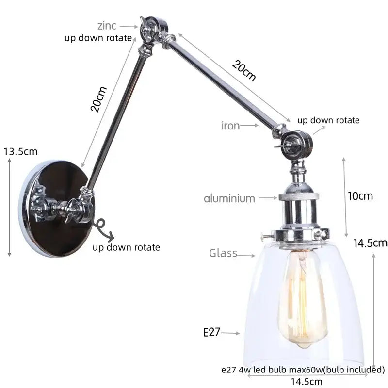 Chrome Swing Arm Sconce
