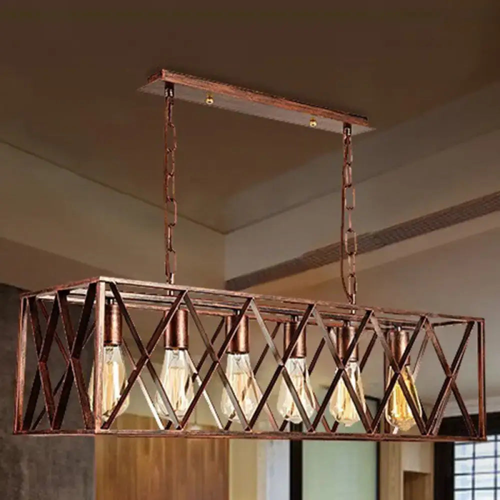 Copper Box Frame Chandelier