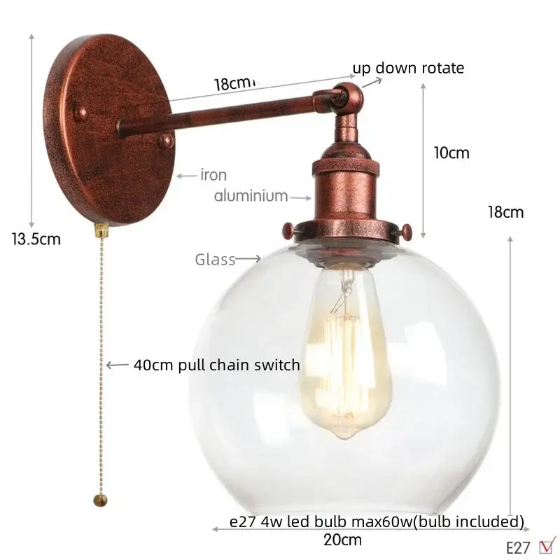 Copper Globe Bedside Lamp