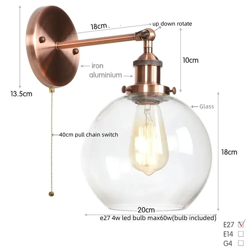 Copper Globe Bedside Lamp