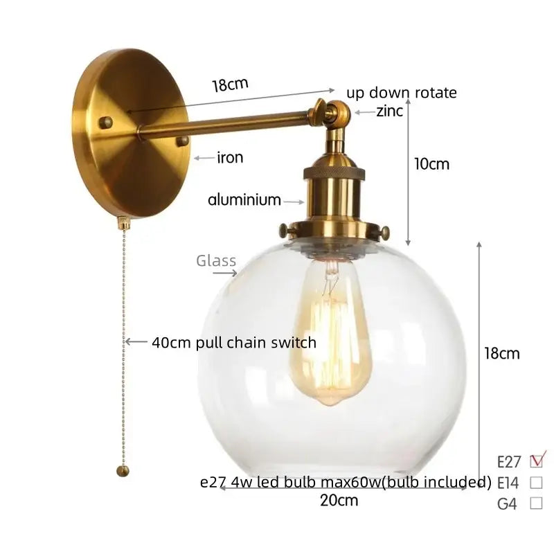 Copper Globe Bedside Lamp