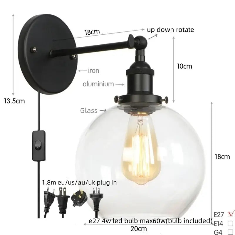 Copper Globe Wall Sconce