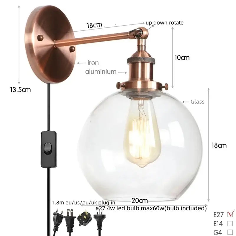 Copper Globe Wall Sconce