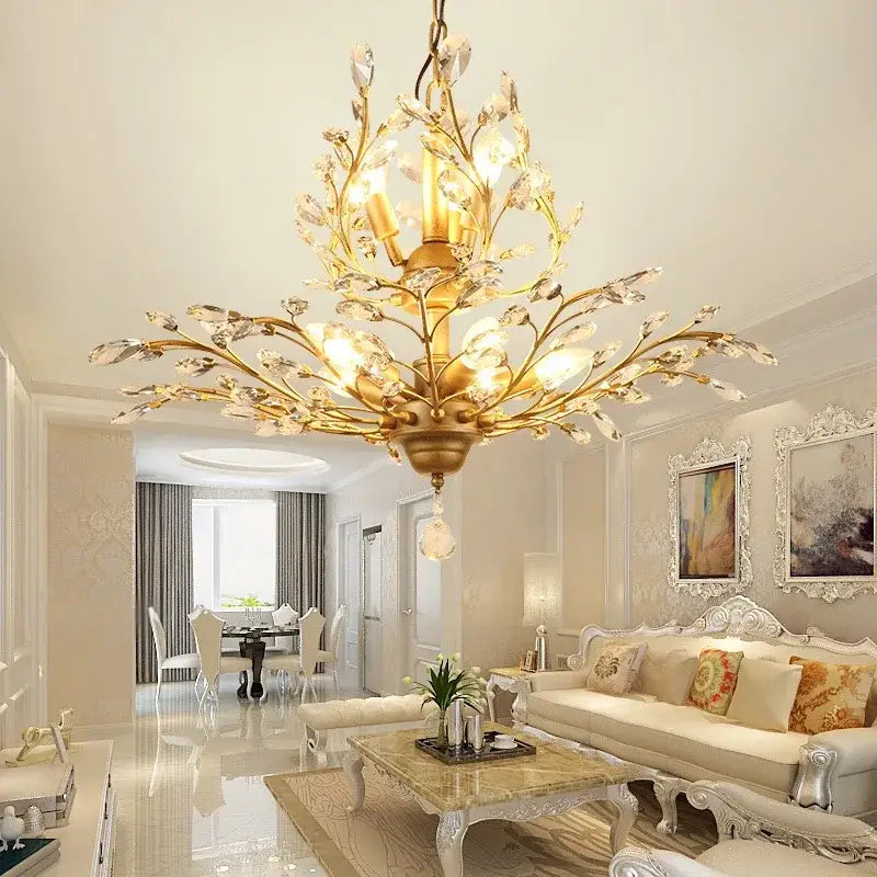 Bronze Branch Crystal Chandelier