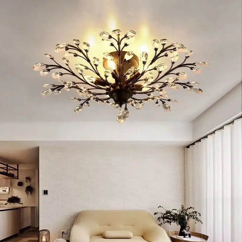 Bronze Branch Crystal Chandelier