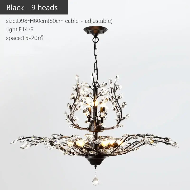 Bronze Branch Crystal Chandelier