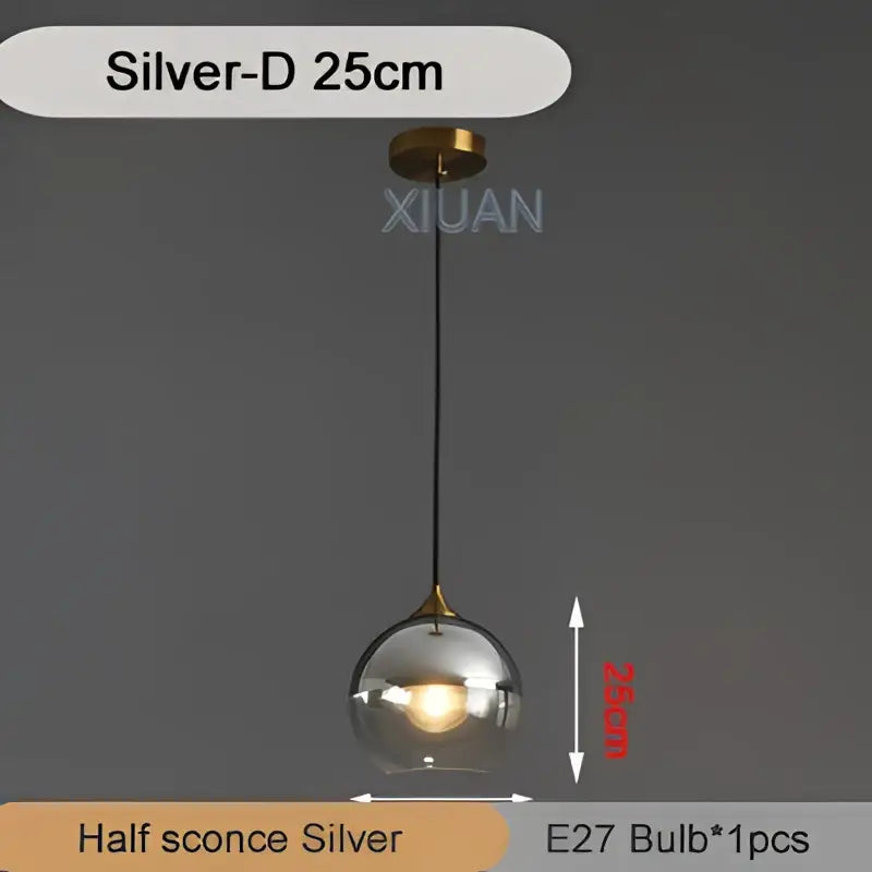 Brass Sphere Pendant Light with Triple Glass Spheres