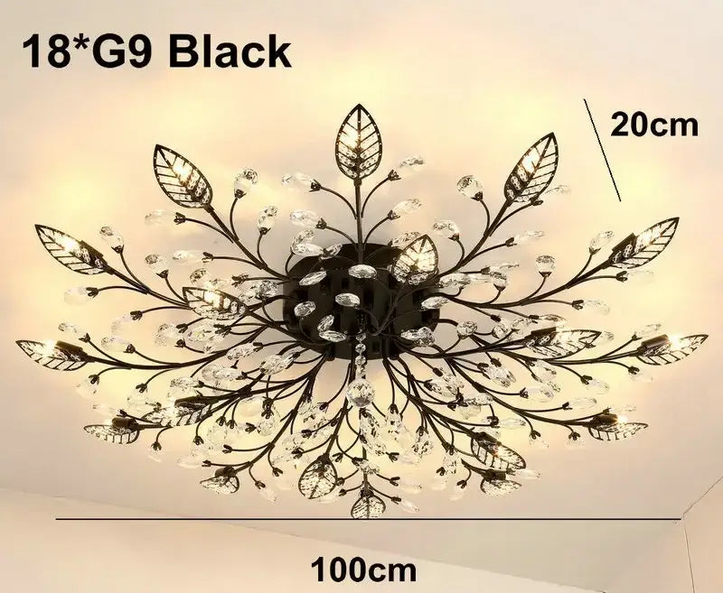 Gold Crystal Leaf Ceiling Light