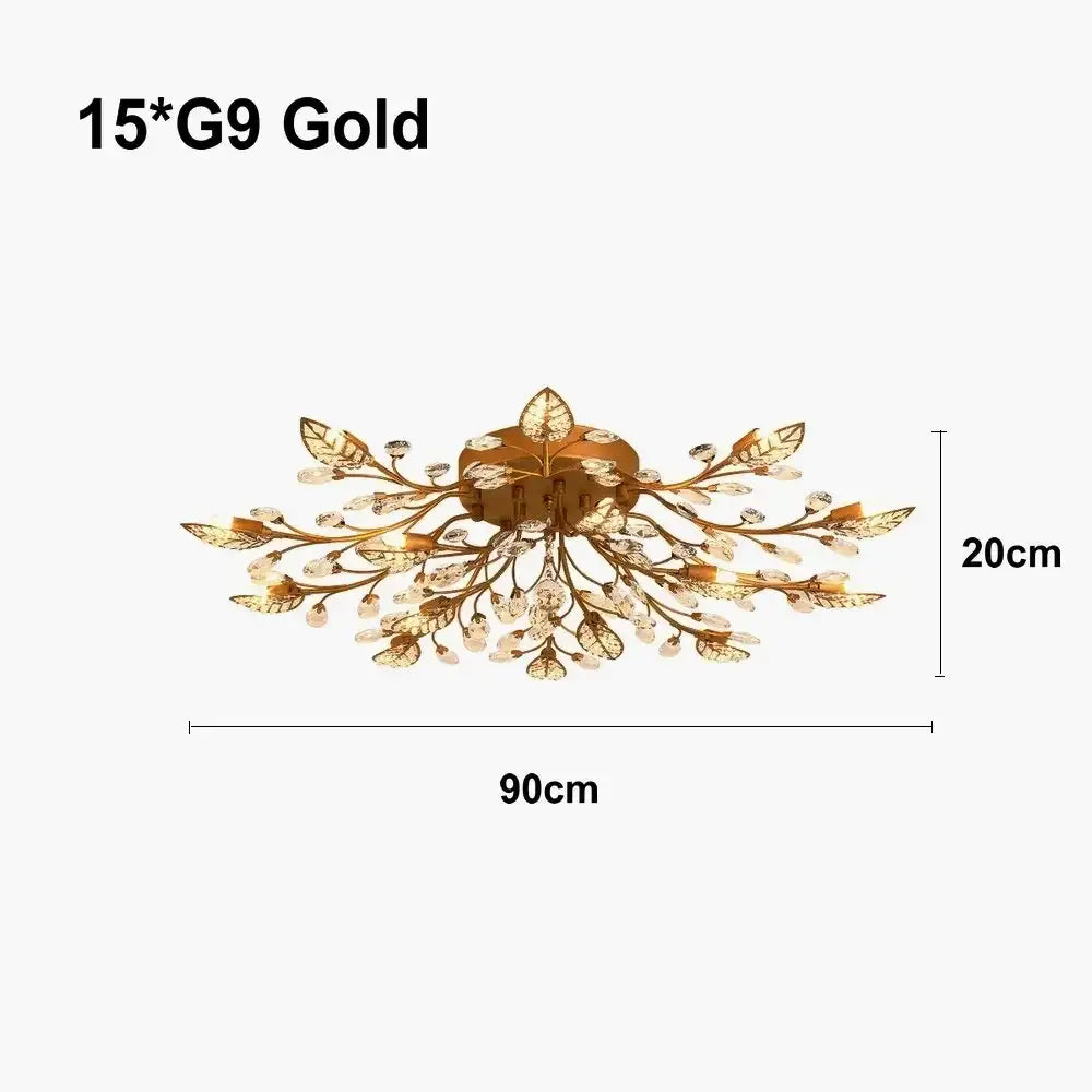 Gold Crystal Leaf Ceiling Light