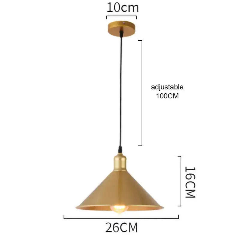 Gold Geometric Pendant Light in Wrought Iron