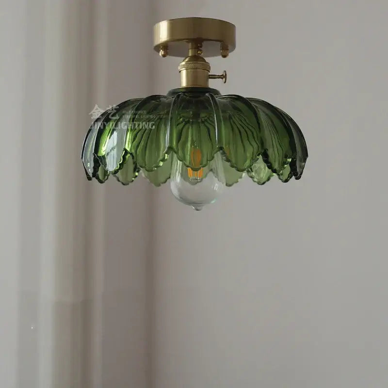 Green Petal Glass Pendant