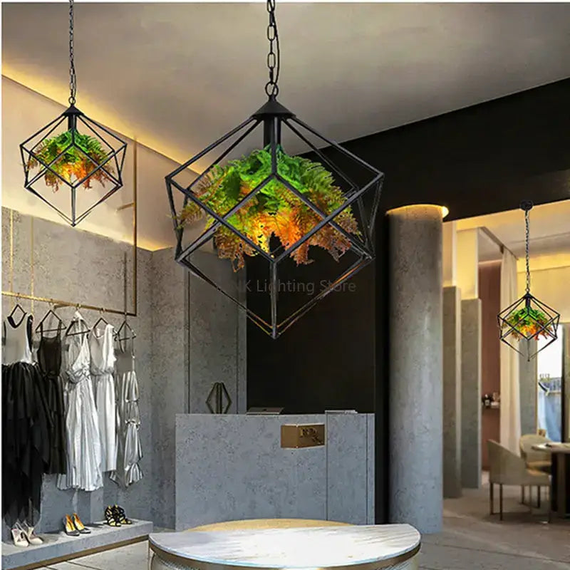 Black Metal Greenery Chandelier