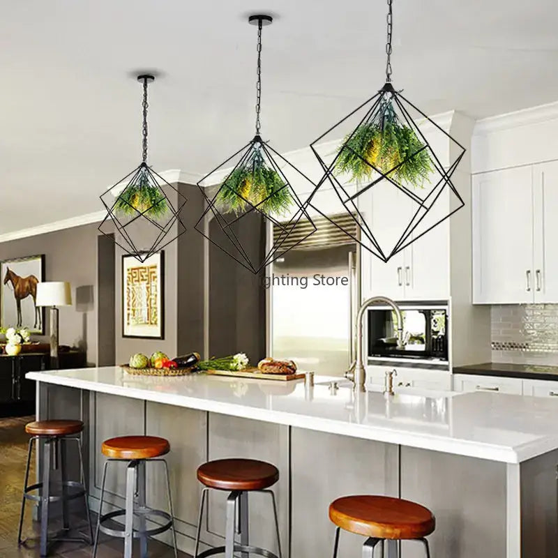 Black Metal Greenery Chandelier