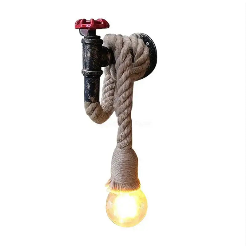 Hemp Rope Red Valve Sconce